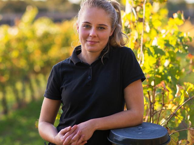girl in vineyard