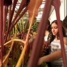 students count plants in greenhouse