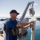 researcher tests samples from Lake Tahoe